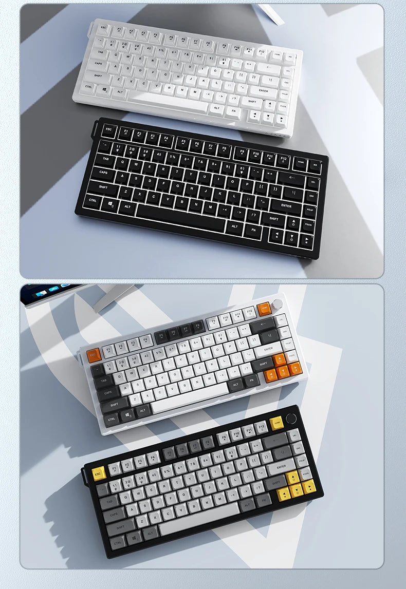 Ajazz AF82 Series 75% Layout Wireless Keyboard with 4000mAh Battery Low Profile Keys Bluetooth Tri-Mode Connectivity RGB