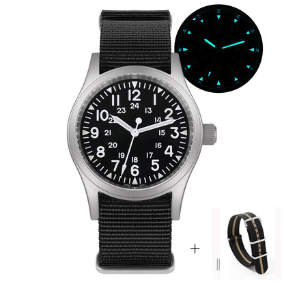 Militado ML05 Vintage Watch VH31 Sweep Second Movement Domed Sapphire Crystal With High Clear AR Coating Luminous 38mm Watches
