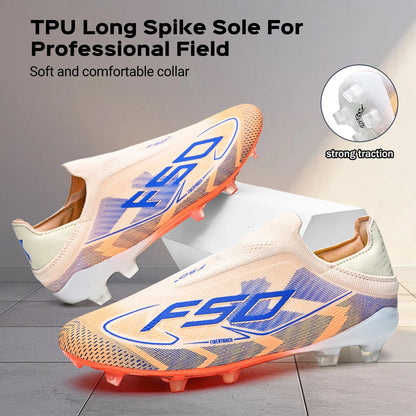 Anti-slip AG/FG Soccer Boots，TPU Shock Absorption Sole，Durable PU Fabric Upper，Teenager Boys Girls Professional Field Sneakers