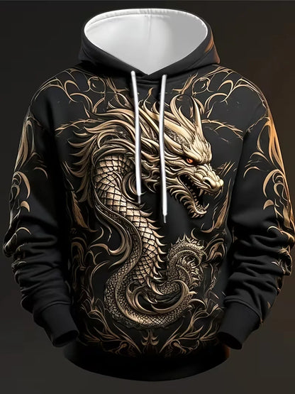 Men's Dragon Graphic 3D Hoodies Sweatshirts Cool Daily Long Sleeve Crew Neck Party Holiday Streetwear Fall Winter Tracksuit Coat