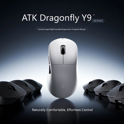 Rato Gaming Sem Fios ATK Dragonfly Y9 PAW3950 Ultra Nordic54L15 8Khz de Alto Desempenho para Computador, Escritório e Acessórios de Rato