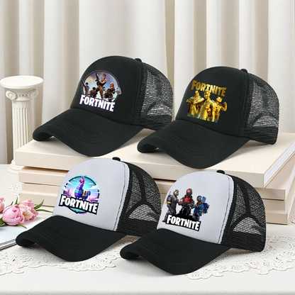 Boné de Basebol Fortnite com Estampa Cartoon do Jogo para Crianças, Boné de Verão em Malha Respirável, Boné Ajustável com Pala, Presente de Aniversário para Crianças