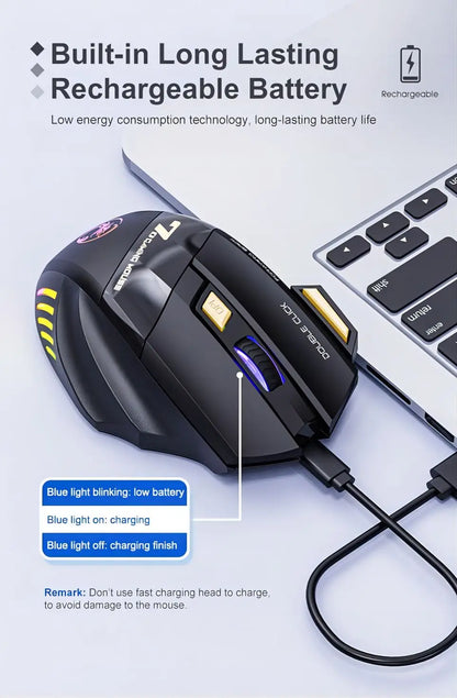 Wireless Bluetooth Mouse Rechargeable 7 Button RGB Gaming Mouse Gamer Ergonomic Mouse LED Backlit PC Silent Mice