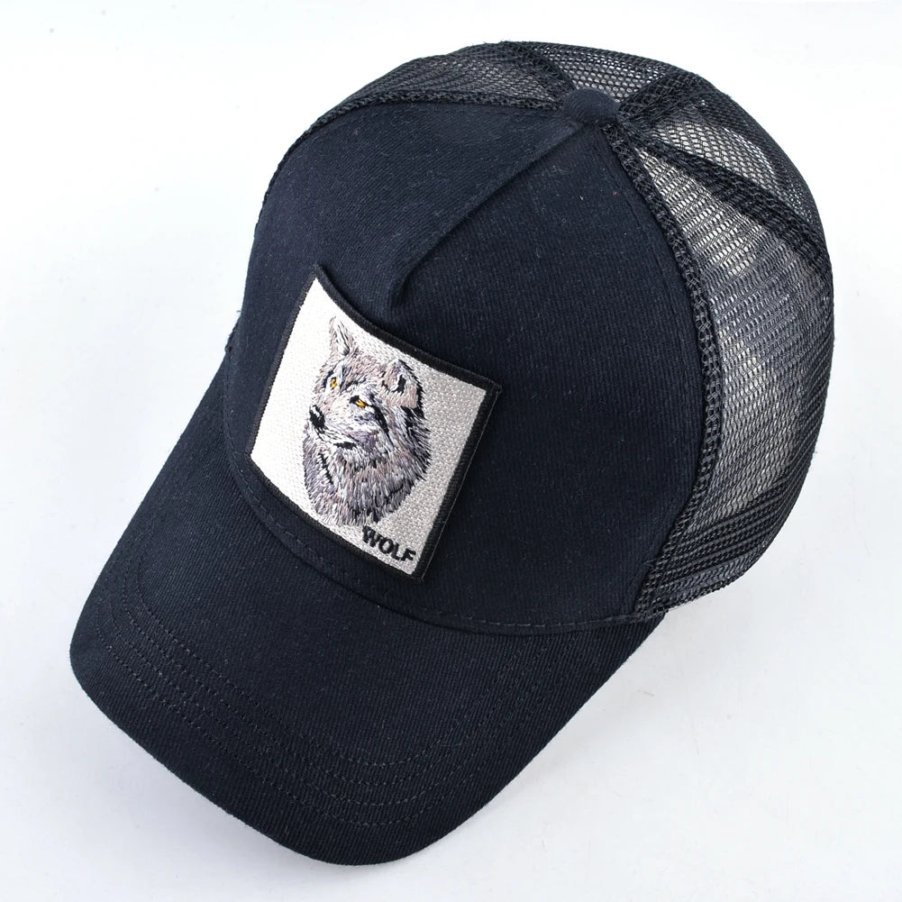 Modna bejzbol kapa s vezenim zakrpama "Wolf", snapback hip hop trucker kape za muškarce i žene, za vanjsku upotrebu, prozračna kapa s vizirom