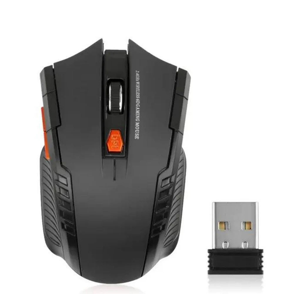 Mini rato sem fios 2.4G com recetor USB, 1600DPI, rato ótico sem fios profissional, scroll direito USB para portátil e PC gamer