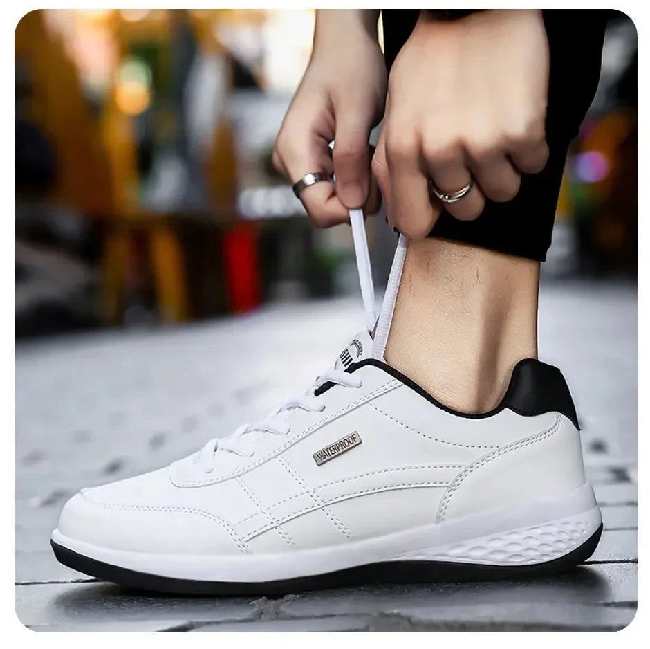 Leather Sneakers for Men, Casual Shoes, Soft Bottom, Outdoor Walking Shoe, Sports, Four Seasons