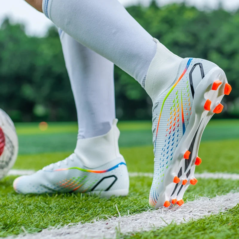 New Men Soccer Shoes Men Grass Breathable Soft Outdoor Football Shoes Cleats Long Spikes Comfortable Training Sport Shoes Men