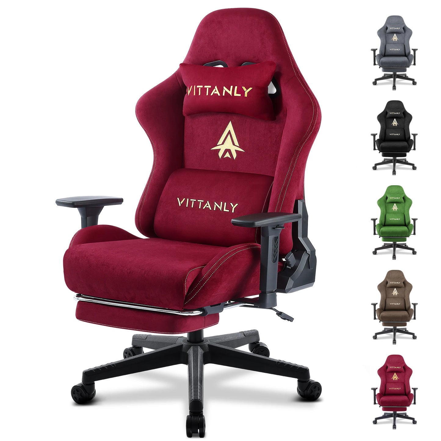 Brand Gaming Chair Breathable Ergonomic Office Chair Lumbar Support Height Adjustable Faux Suede Recliner with Footrest Headrest