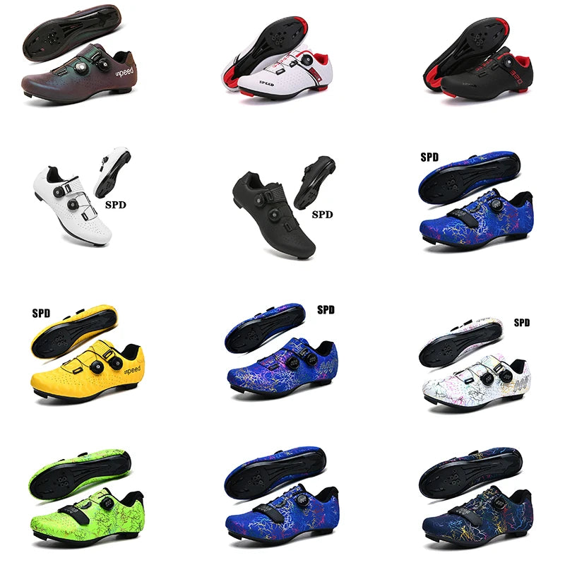 New Cycling Shoes Men's Self-locking Racing Road Cycling Sports Shoes Lockless Training Shoes Women's SPD Cleats Cycling Shoes