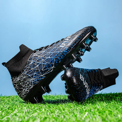 AG /FG Athletic Soccer cleats PU Fabric Comfort Upper TPU Anti-slip Long Studs Sole Reliable Quality Adult Kids Training Shoes