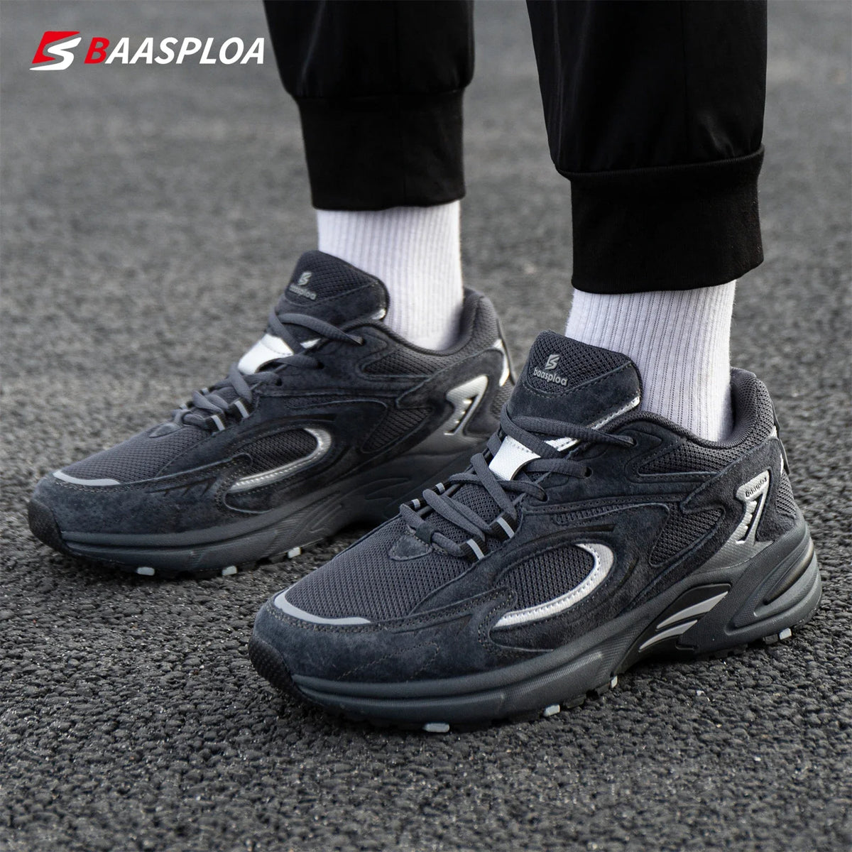 Baasploa New Running Shoes Men Outdoor Fashion Lightweight Mesh Sports Shoes Male Casual Breathable Non-Slip Walking Shoes