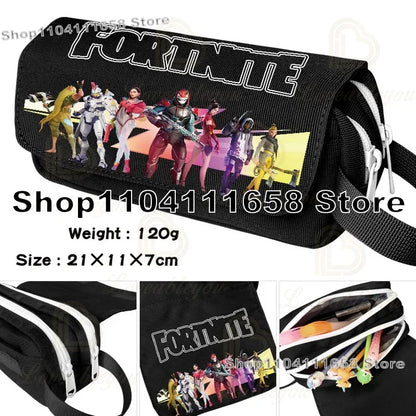 Fortnited Trousse Large Capacity Waterproof Velcro Pencil Case Student Black Estuche Stationery School Pennenzak Supplies