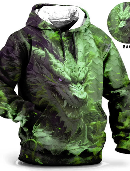 Chinese New Year Dragon Hoodie Mens Graphic Animal Prints Daily Classic Casual 3D Pullover Streetwear Hoodies Long Sleeve Hooded