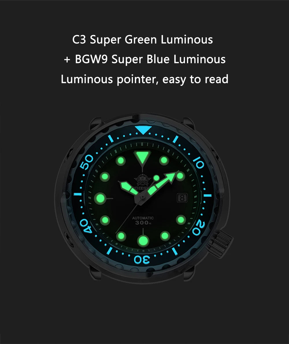ADDIESDIVE2025 New Men's Mechanical Watch 8215 Movement Sapphire Glass Stainless Steel Watch Night Light Waterproof Diving Watch