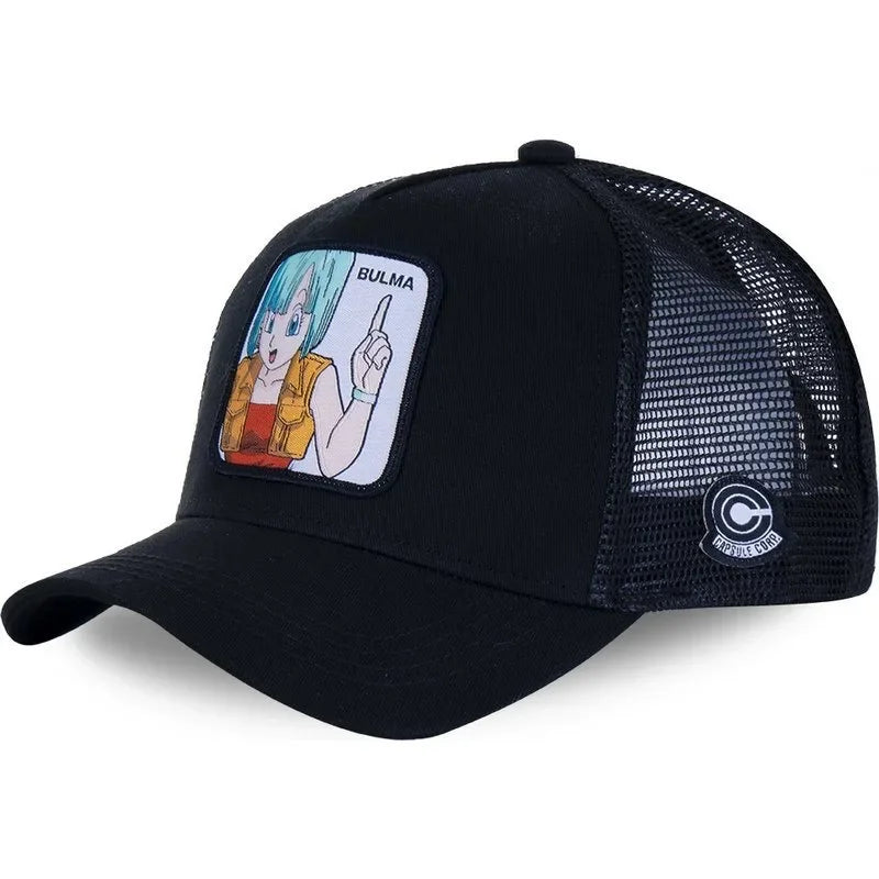 Dragon Ball Buu Goku Cap Ljetna muška kapa s ravnim vrhom i šiljastim obodom, s vezenim uzorkom, hip-hop stil, sunčana vizira, podesiva trucker mrežasta kapa