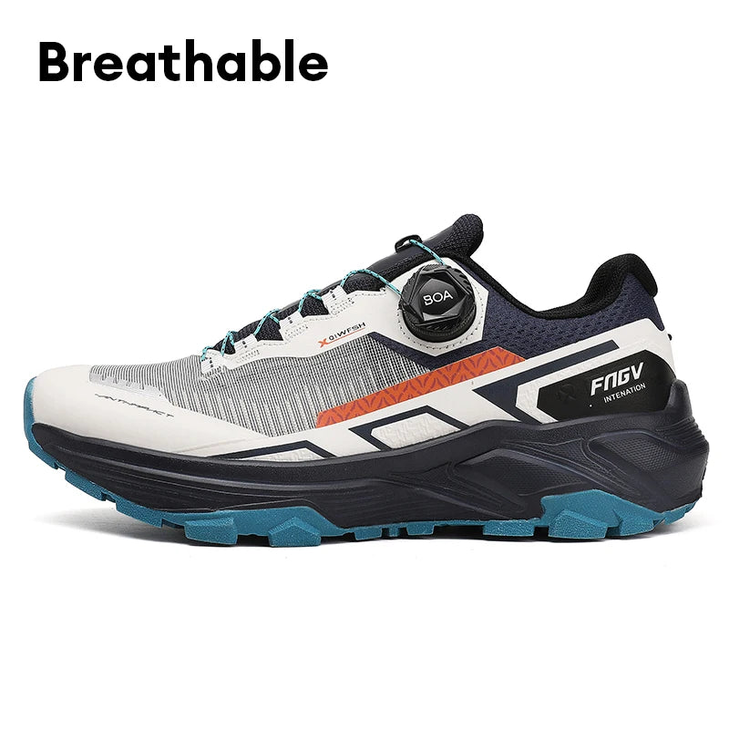 Men's Running Shoes with Rotating Buckle Breathable Mesh Lightweight Sneakers for Men Gym Workout Casual Waterproof Sports Shoes