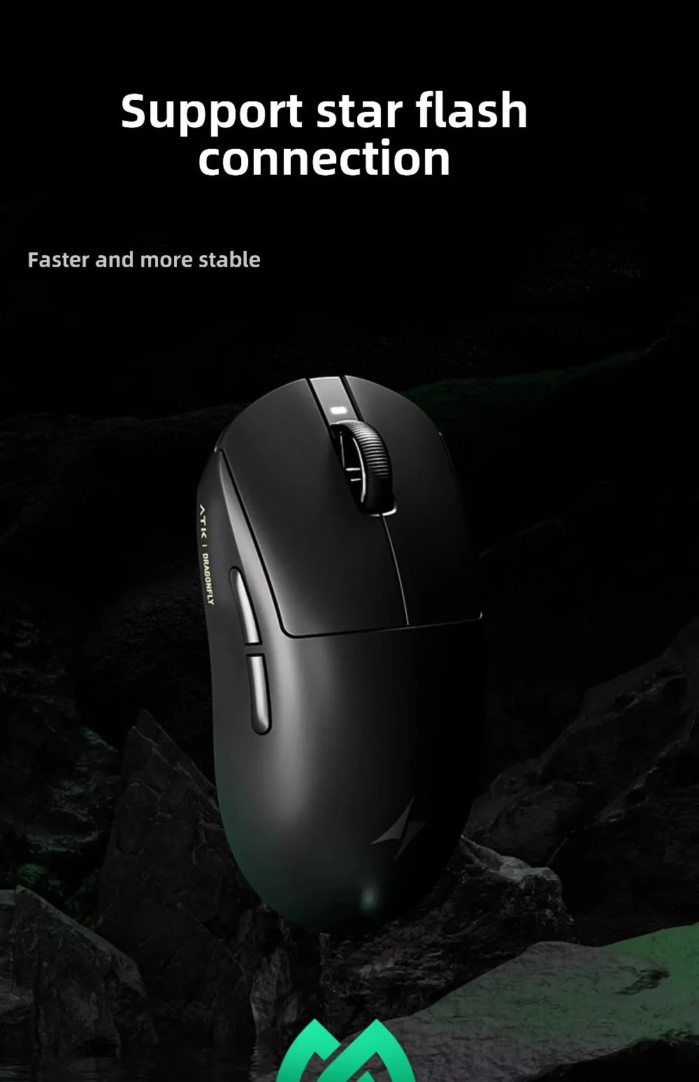 Bezprzewodowa mysz gamingowa Bluetooth ATK Dragonfly A9, ergonomiczna konstrukcja, szybka reakcja, PAW3950 Ultra, 800mAh, lekka, 8KHz, e-sportowa