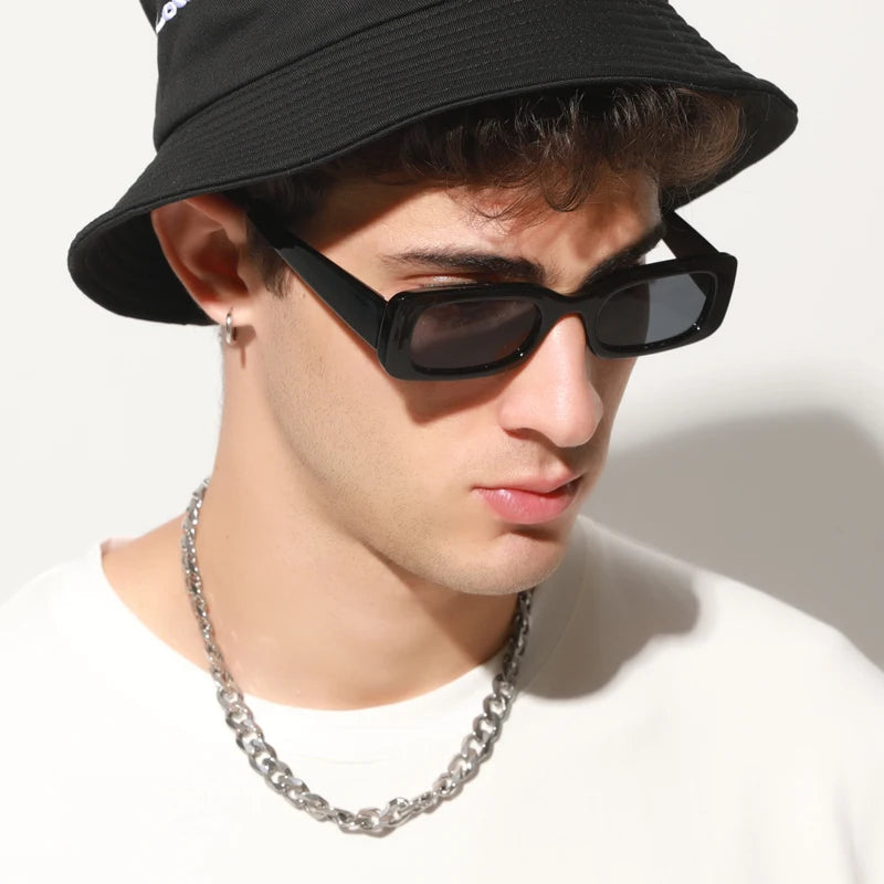 Gafas de sol cuadradas para hombre, rectangulares, de marca, de diseño, pequeñas, para hombre, estilo retro, con lentes negras, para conducir y pescar, Oculos UV400