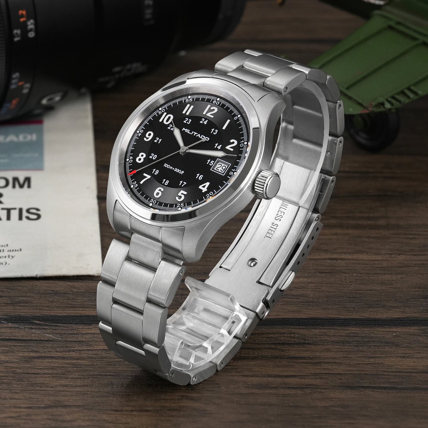 Militado ML08 Quartz Watch Ronda 515 Movement Domed Sapphire Wristwatch BGW9 Luminous 10Bar Waterproof 38mm Vintage Watches