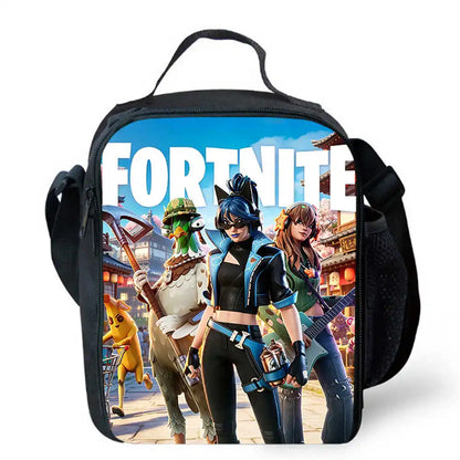 Children's Cartoon Fortnite Picnic Bag For Boys and Girls Age 5-10，Kids Insulated Cooler Lunch Bags Cute Portable Lightweight
