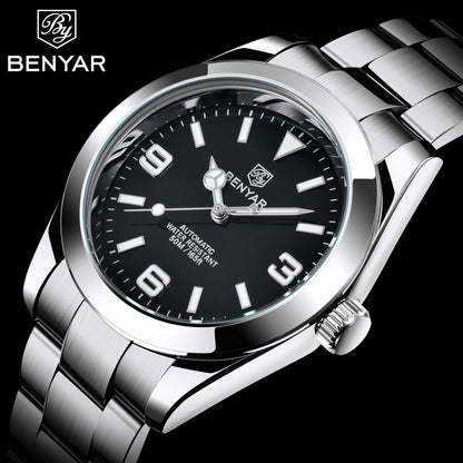 BENYAR 2025 Novo Relógio Mecânico Automático para Homem, Estilo Business e Desportivo, Relógio Masculino de Luxo, 50M à Prova de Água