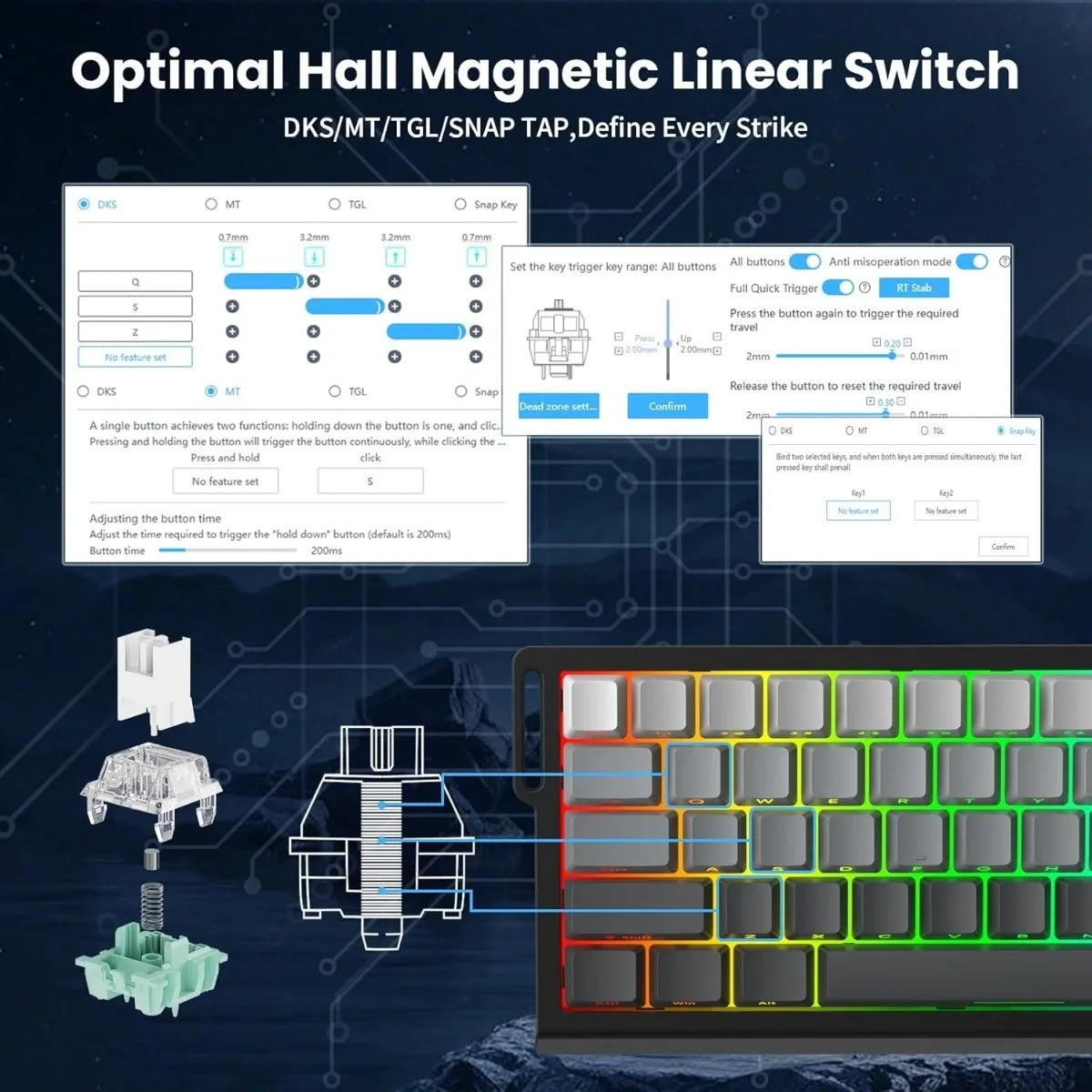 ATTACK SHARK X68 HE 8000Hz Rapid Trigger Keyboard 0.01mm RT Accuracy RGB Wired Gaming Keyboard with Magnetic Switch for PC/Mac