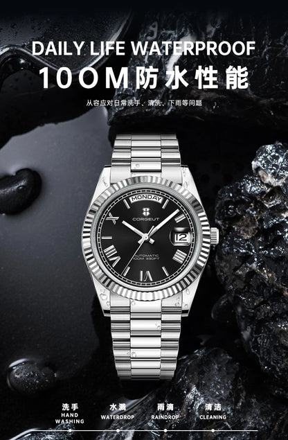 39mm Men Corgeut Logo/Name NH36 Automatic Mechanical Relogio Masculino Sapphire Glass Luminous Waterproof Wristwatch