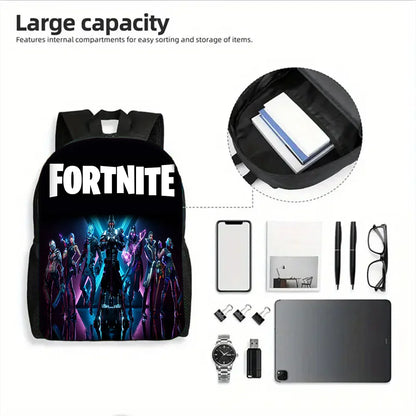 Mochila Escolar Infantil Hot Game com Lancheiras, Design-F-FortniteS, Estojos para Lápis, Mochilas Escolares para Rapazes e Raparigas, Melhor Presente