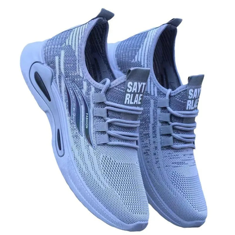 Breathable Running Shoes Men's Sporty Casual Outdoor Travel Lightweight Rubber Outsole Flat Heel round Toe Knitted Mesh Upgraded