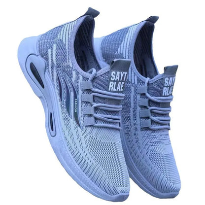 Breathable Running Shoes Men's Sporty Casual Outdoor Travel Lightweight Rubber Outsole Flat Heel round Toe Knitted Mesh Upgraded