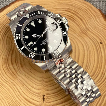 Relógio de Homem Automático Miyota8215 Impermeável 200m, Relógio de Mergulho 40mm com Movimento Mecânico, Luminoso, Bracelete Jubilee e Fecho Glide Lock