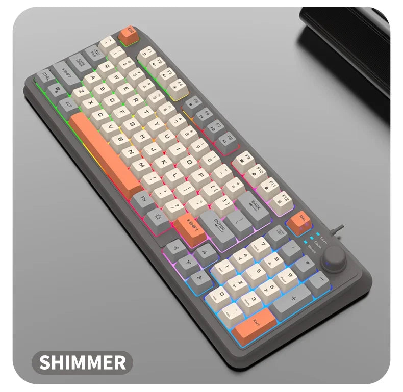 K82 Gaming Keyboard Glows Wired USB Desktop PC/Notebook Available 19-key punchless knob to adjust volume