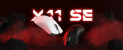 Безжична геймърска мишка ATTACK SHARK X11SE, Tri-Mode, суперлека 63g със сензор PAW3311, 22000 DPI, батерия 300mAh, двоен драйвер