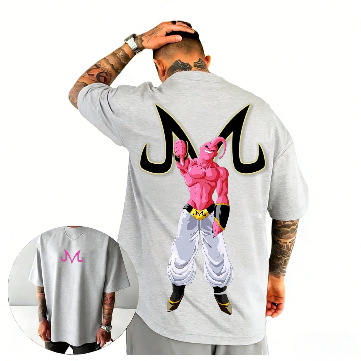2026 Summer Dragon Ball  Oversized T-shirt High Quality 100_ Cotton Majin Buu & Majin Mark Print Unisex Retro  for Adults Kids