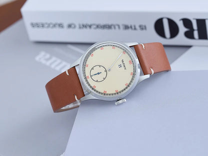 Milifortic Jumping Hour Auto R077 Vintage Small Seconds ST17 Movement Jump Hour Salmon Dial Men Watches