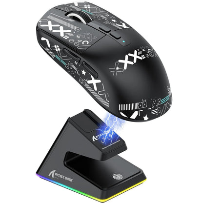 ATTACK SHARK X6 Superlight Gaming Mouse with Charging Dock, 49g Wireless Gaming Mouse, PixArt PAW3395 Sensor, Tri-Mode BT/2.4G/Wired, 26000 DPI