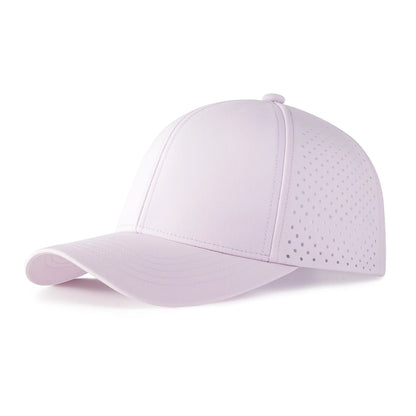 Casquette de baseball pour homme VOBOOM à séchage rapide, en maille découpée au laser, à visière incurvée et fermeture à pression, pour le sport en plein air, la course à pied et les voyages, couleur noire