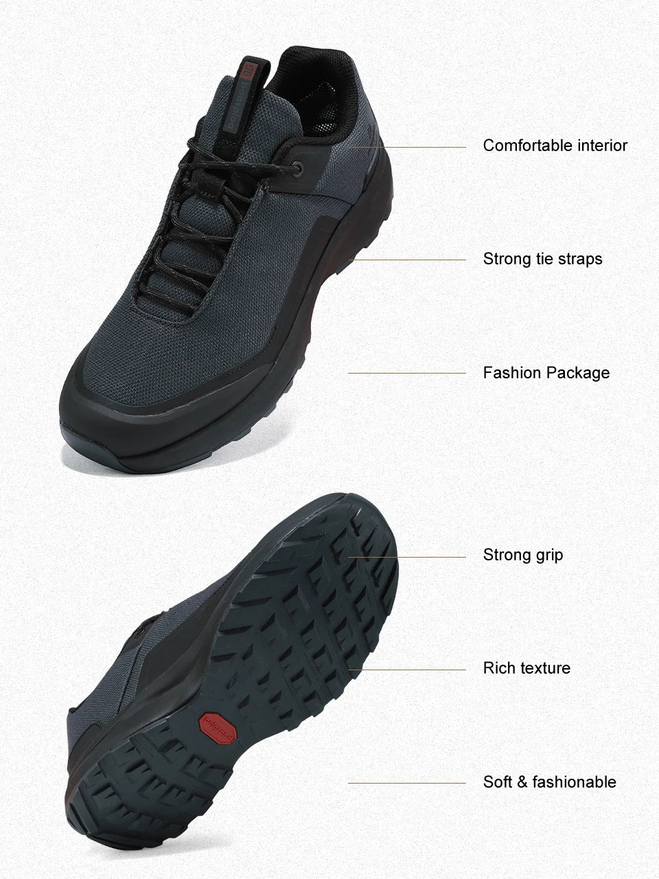 Baasploa Hiking Shoes Men Outdoor Waterproof Camping Resistant Non Slip Sneakers Male Casual Lightweight Lace-Up Walking Shoes