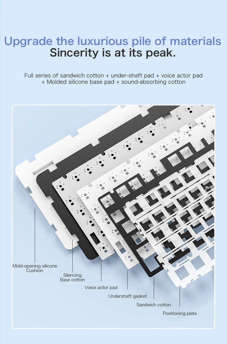 F75 Mechanical Keyboard FREEWOLF 81 Keys Layout Metal Knobs PBT Keycaps, Fully Hot-swappable Keys RGB Multi-color Backlighting