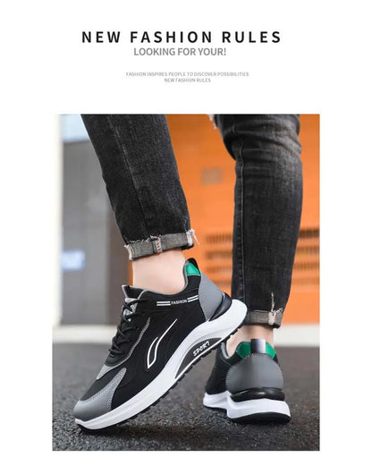 Men's Fashionable Korean Style Lace-Up Casual Running Shoes Comfortable Breathable Thick Bottom Sports Sneakers