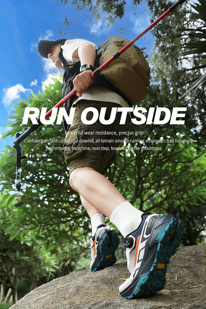 Men's Running Shoes with Rotating Buckle Breathable Mesh Lightweight Sneakers for Men Gym Workout Casual Waterproof Sports Shoes
