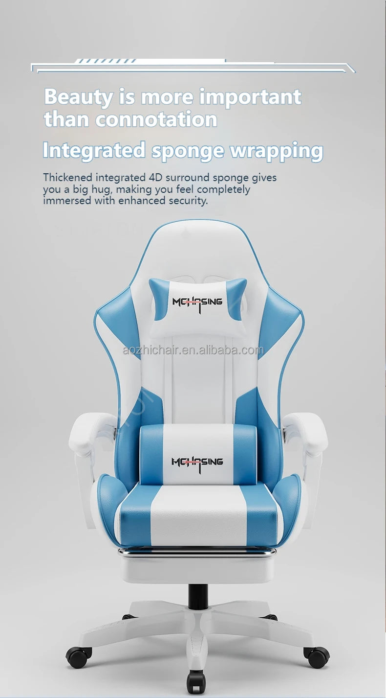 Cadeira Gaming Ergonómica de Design Moderno Giratória para Escritório e Casa, Cadeira E-sport com Rodas, Estilo Rotativo, para Computador