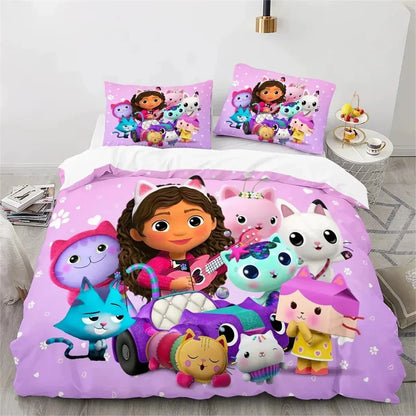 Gabbys Doll house 3D Printed Duvet Case Pillowcase Bedding Set Twin Full King for Kids Adults Bedroom