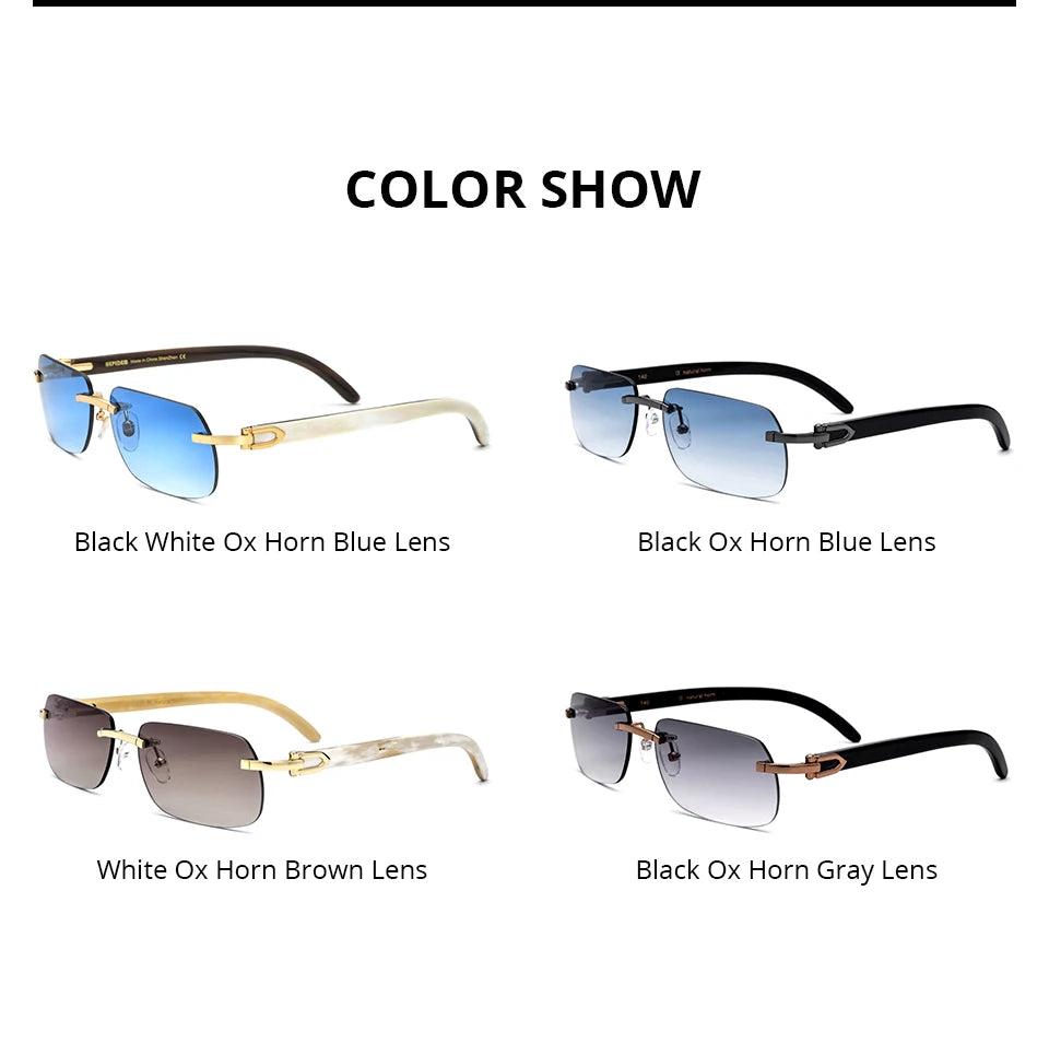 HEPIDEM Buffalo Horn Glasses Men Famous Brand Design Rimless Sunglasses Women Luxury Eyewear Horn-Rim Frameless Buffs Eyeglasses