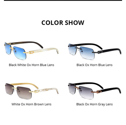 HEPIDEM Buffalo Horn Glasses Men Famous Brand Design Rimless Sunglasses Women Luxury Eyewear Horn-Rim Frameless Buffs Eyeglasses
