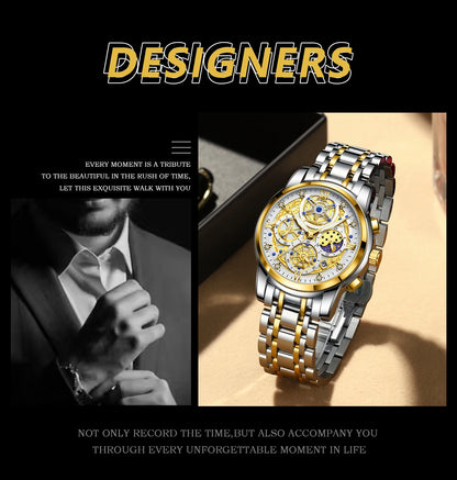 POEDAGAR Top Fashion Men's Watches Stainless Steel Date Chronograph Business Quartz Men Wristwatch Waterproof Luminous Man Watch