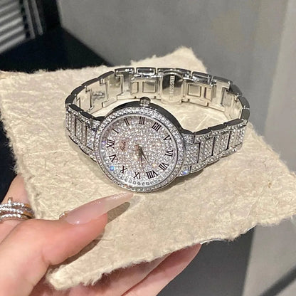 Luxury Shiny Fine Zircon Quartz Watch Elegant All-Star Jewels Women Mechanical Wristwatches Fashion Folding Wrist Watches Buckle