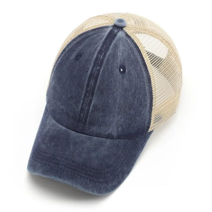 Custom Logo Blank Baseball Cap For Men Summer Breathable Mesh Hat Women Vintage Washed Distressed Trucker Sun Hats