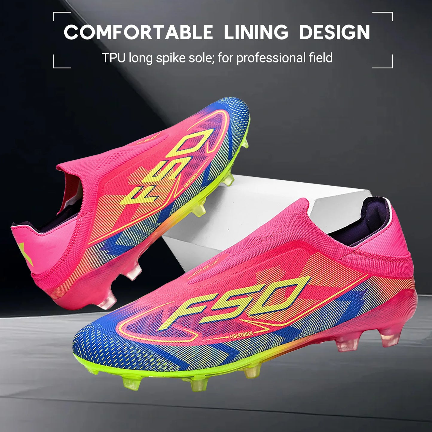 Anti-slip AG/FG Soccer Boots，TPU Shock Absorption Sole，Durable PU Fabric Upper，Teenager Boys Girls Professional Field Sneakers