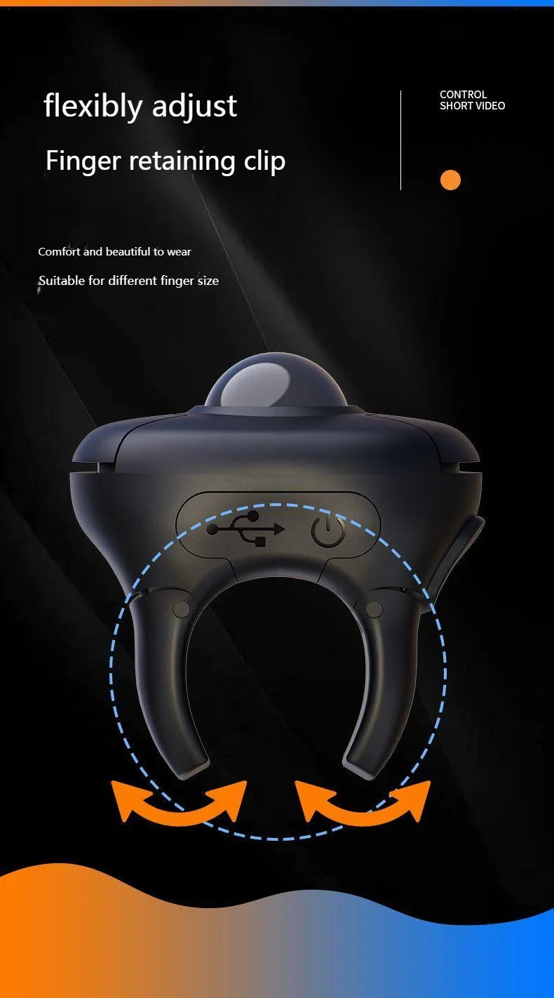 Novo Rato Trackball de Dedo em Anel 2.4G+Bluetooth Sem Fios com Controlo Remoto para Vídeos Curtos/PPT/Discursos/Ecrãs de Veículos